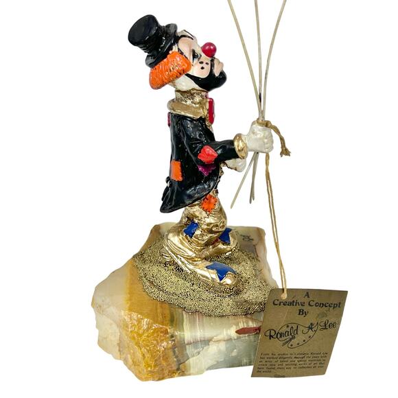 Ron Lee Clown with Balloons Figurine Gold Onyx Hand Painted Signed 1979 Early - Picture 4 of 16
